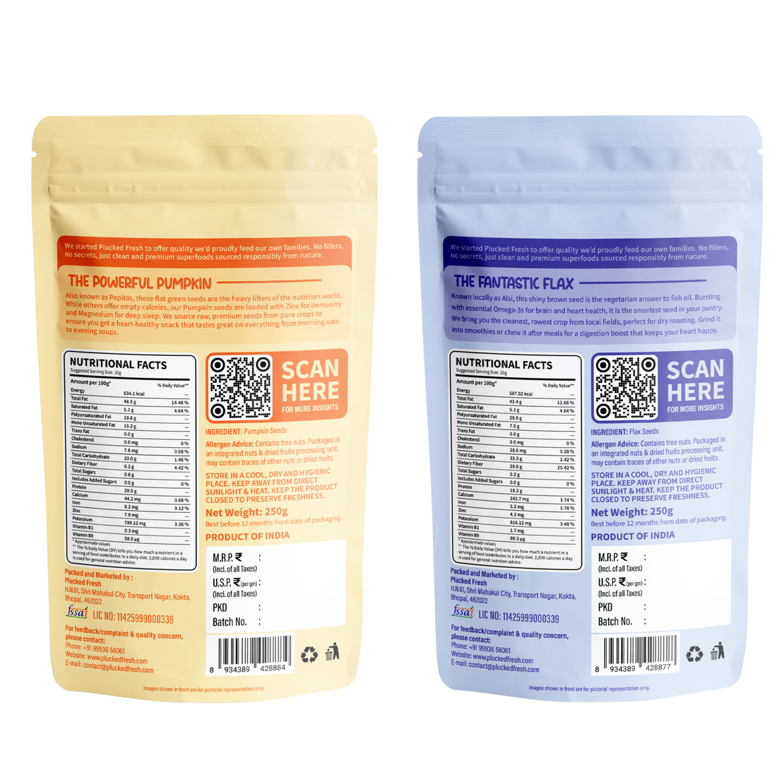Pumpkin Seeds (250g) & Flax Seeds (250g)